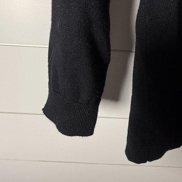 Leo & Ugo Black Back Ruffle Detail Button/Snap Front Cardigan Front Pockets Sz 4 - Picture 8 of 13